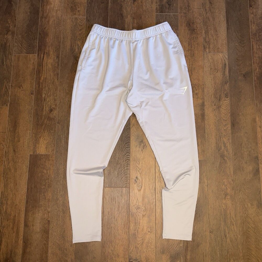 Gymshark Jogger Pants Mens M Pebble Grey Woven Lined Stretch Pockets Arrival